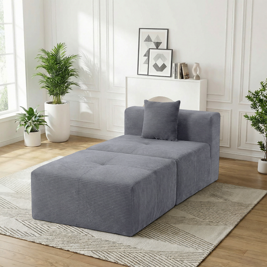 DELMANGO Cloud Sectional Sofa Bed, Sleeper Couch for Living Room, Extra Deep Loveseat, No Assembly,Grey