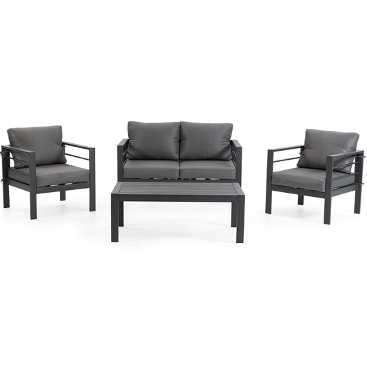 DELMANGO 2 Pieces Outdoor Patio Chairs Set with Removable Washable Cushions, Wide Armrests & All-Weather Metal Frame for Garden, Balcony, Backyard - Grey