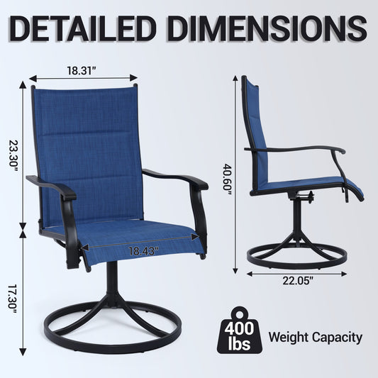 DELMANGO Patio Swivel Chairs Set of 4, Outdoor Dining Chairs High Back, All-Weather Textilene Swivel Rocker Chair for Lawn Porch Garden, Blue