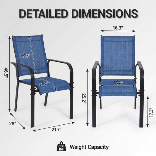 DELMANGO Patio Chairs Set of 4, Outdoor Dining Chairs High Back, All-Weather Padded Textilene Dining Chair for Lawn Porch Garden, Blue(Set of 4)