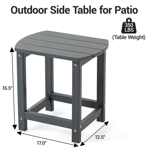 DELMANGO HDPE Outdoor Side Table - All Weather Performance Patio Side Table, Waterproof Small Outdoor End Table for Patio, Garden, Lawn, Pool, Balcony, Living Room Gray