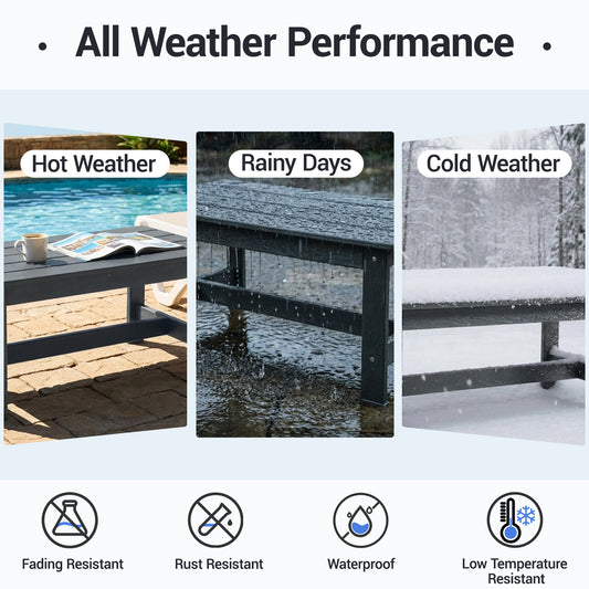 DELMANGO Outdoor HDPE Coffee Table Gray
