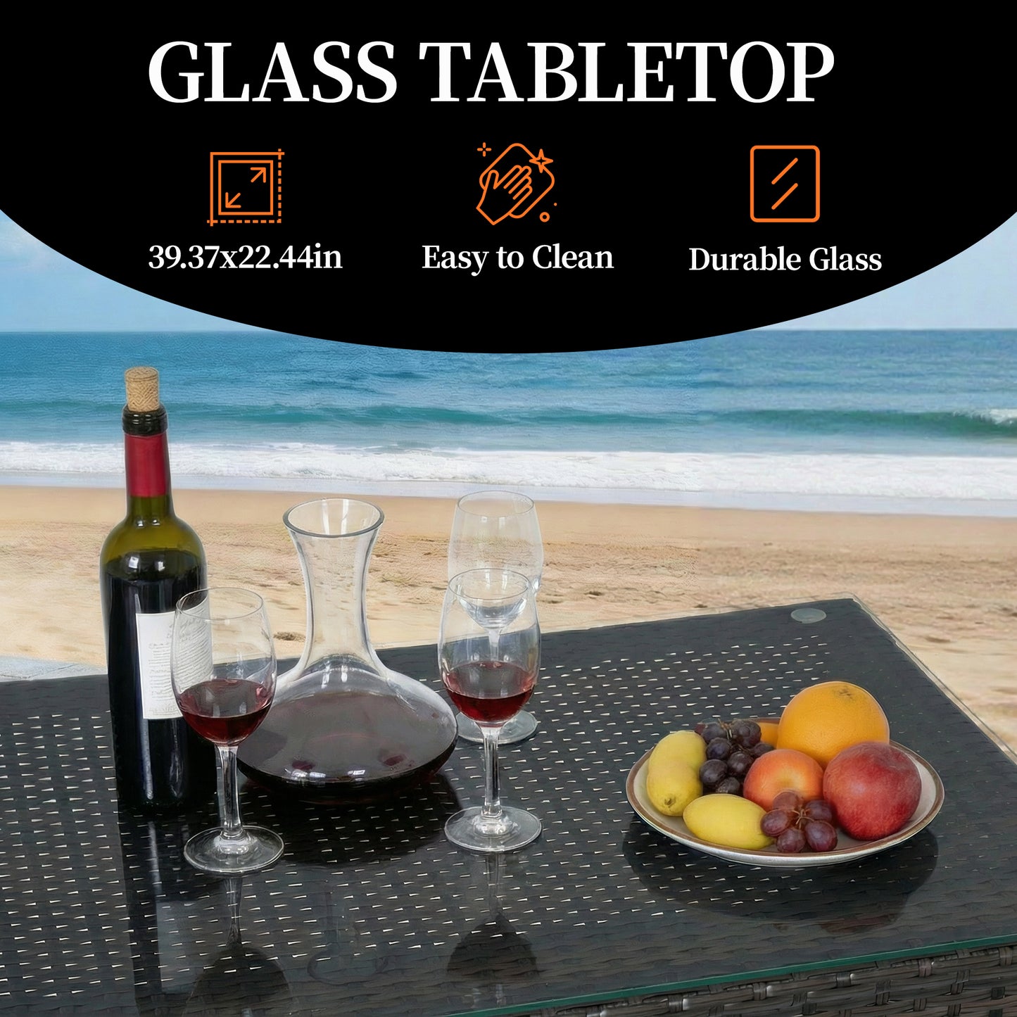 DELMANGO 3 Piece Patio Bar Set with 2 Storage Shelves, Glass Top Table, Two Cushioned Stools,Outside Bars for Patio Entertainment, Blue
