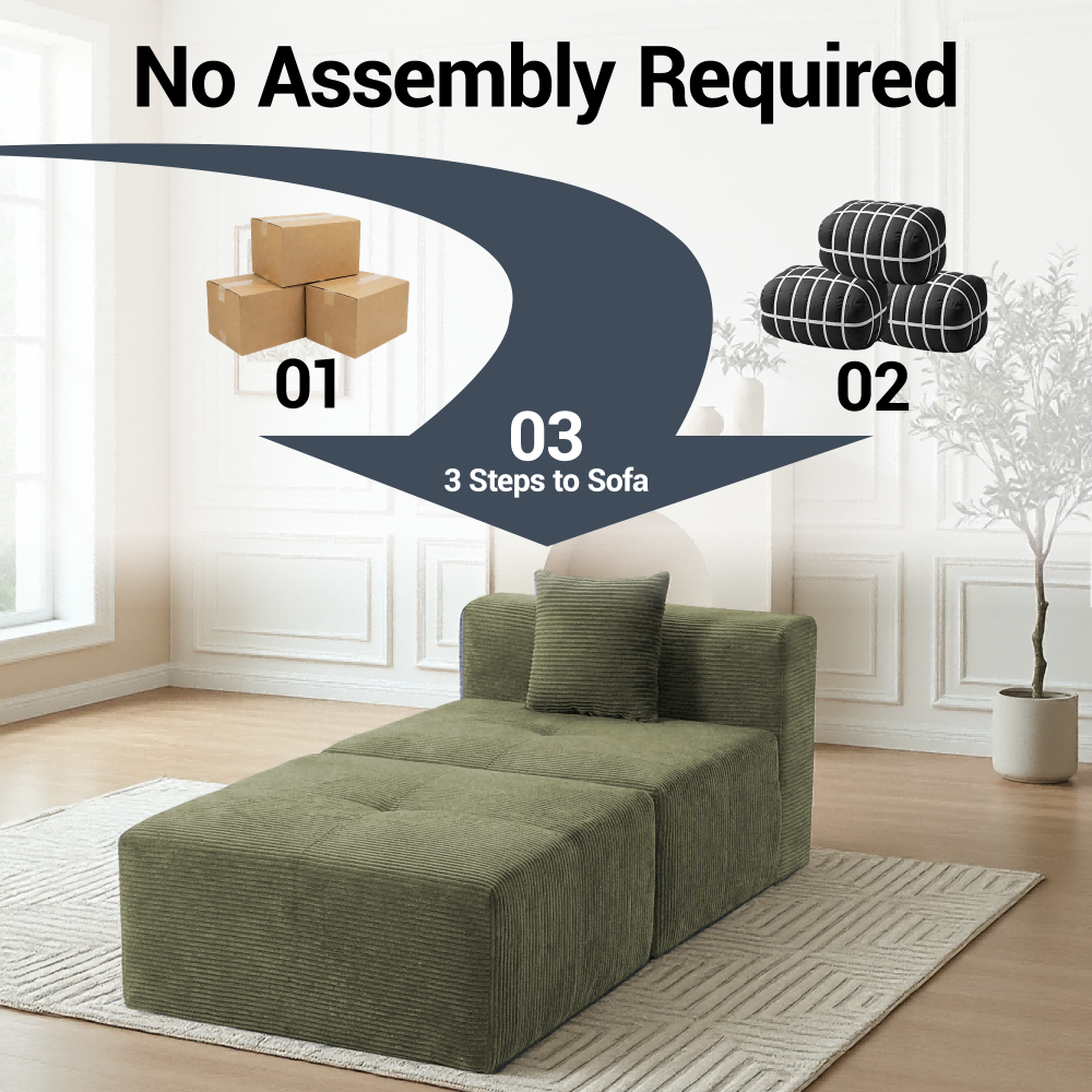DELMANGO Cloud Sectional Sofa Bed, Sleeper Couch for Living Room, Extra Deep Loveseat, No Assembly,Green