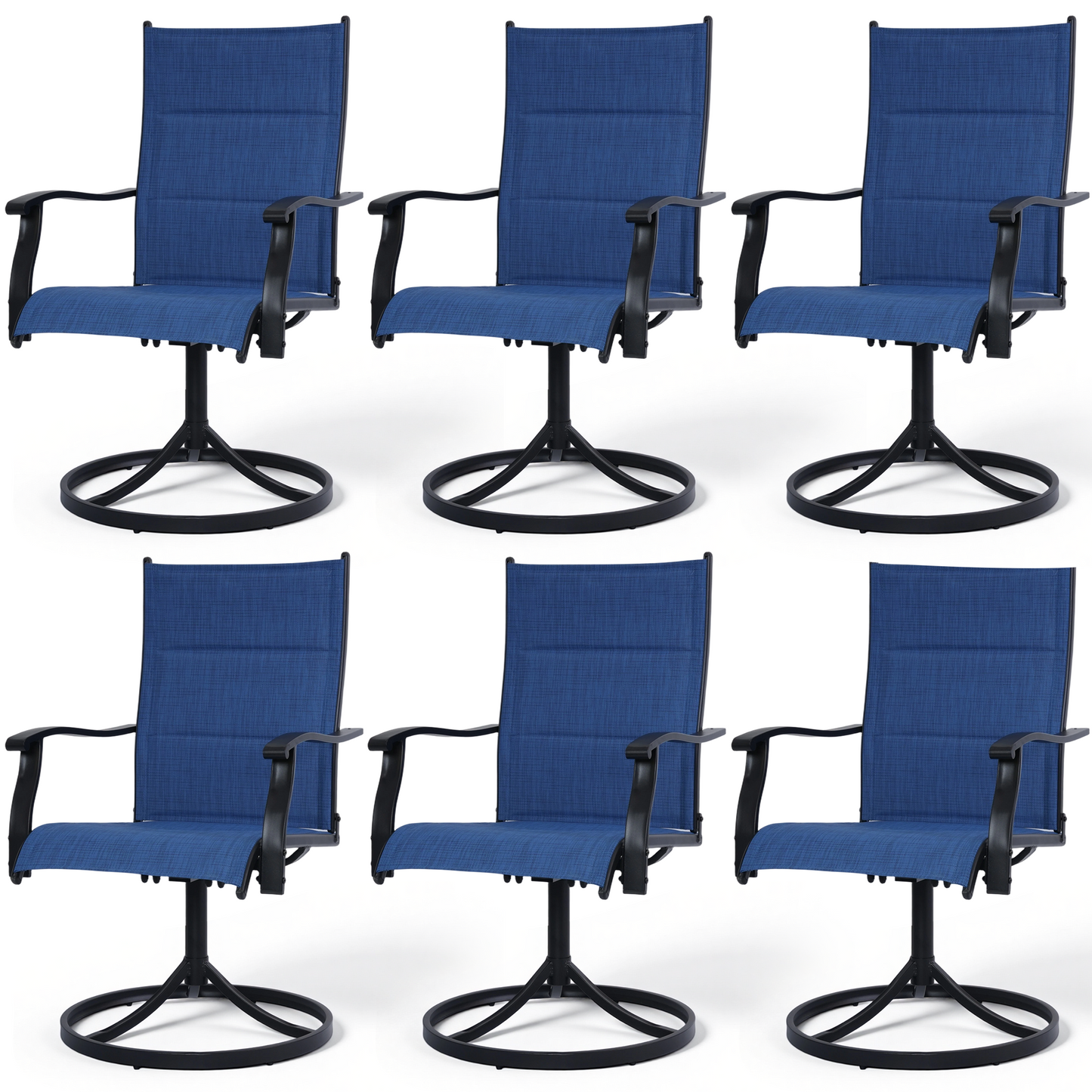 DELMANGO Patio Swivel Chairs Set of 6, Outdoor Dining Chairs High Back, All-Weather Textilene Swivel Rocker Chair for Lawn Porch Garden, Blue