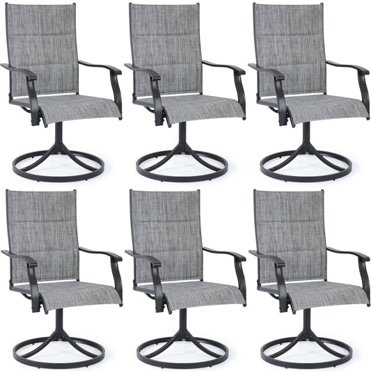 DELMANGO Patio Swivel Chairs Set of 6, Outdoor Dining Chairs High Back, All-Weather Textilene Swivel Rocker Chair for Lawn Porch Garden, Gray