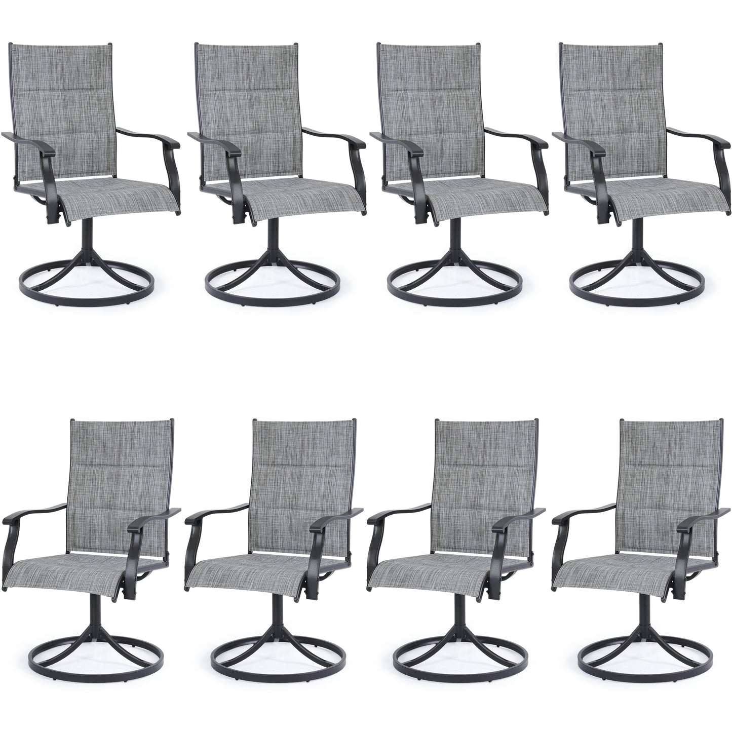 DELMANGO Patio Swivel Chairs Set of 8, Outdoor Dining Chairs High Back, All-Weather Textilene Swivel Rocker Chair for Lawn Porch Garden, Gray