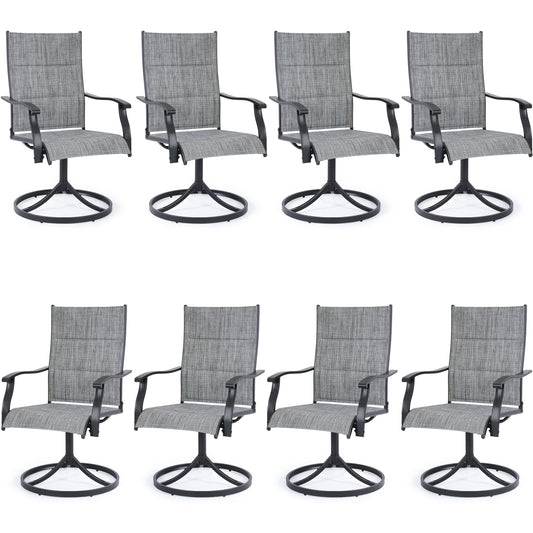 DELMANGO Patio Swivel Chairs Set of 8, Outdoor Dining Chairs High Back, All-Weather Textilene Swivel Rocker Chair for Lawn Porch Garden, Gray