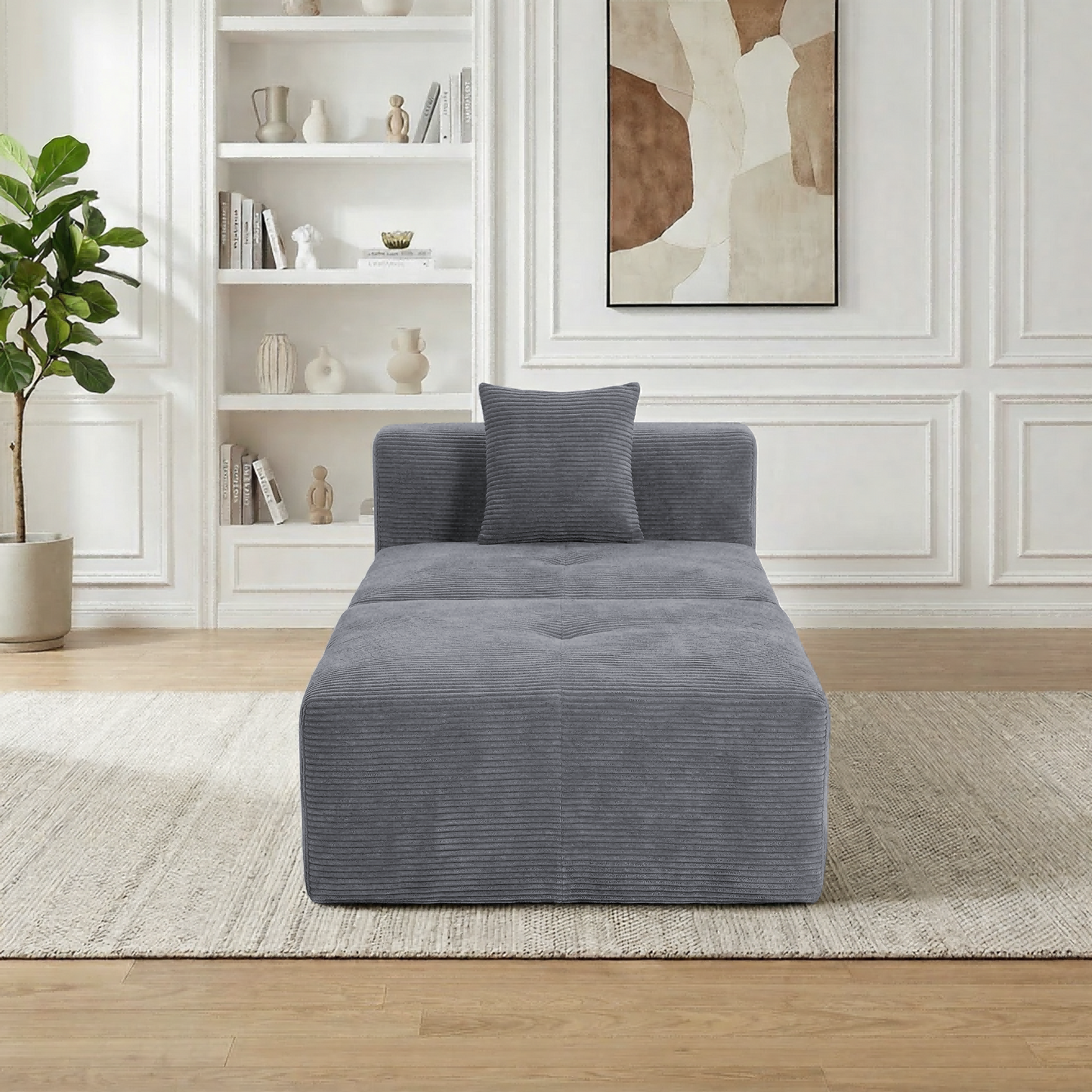 DELMANGO Cloud Sectional Sofa Bed, Sleeper Couch for Living Room, Extra Deep Loveseat, No Assembly,Grey