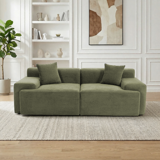 DELMANGO Cloud Sectional Couch 2 Seats, Extra Deep Loveseat for Living Room Green