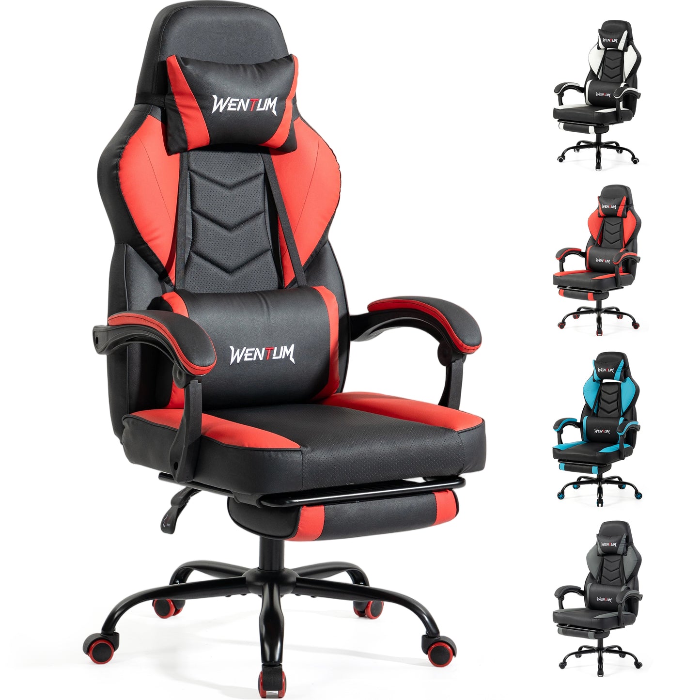 Delmango Gaming Chair 350lb Weight Capacity with Footrest, Big & Tall Ergonomic Office Chair for Adults with Oversized Headrest and Lumbar Pillow, Computer Chair Gaming for Office£¨Red£©