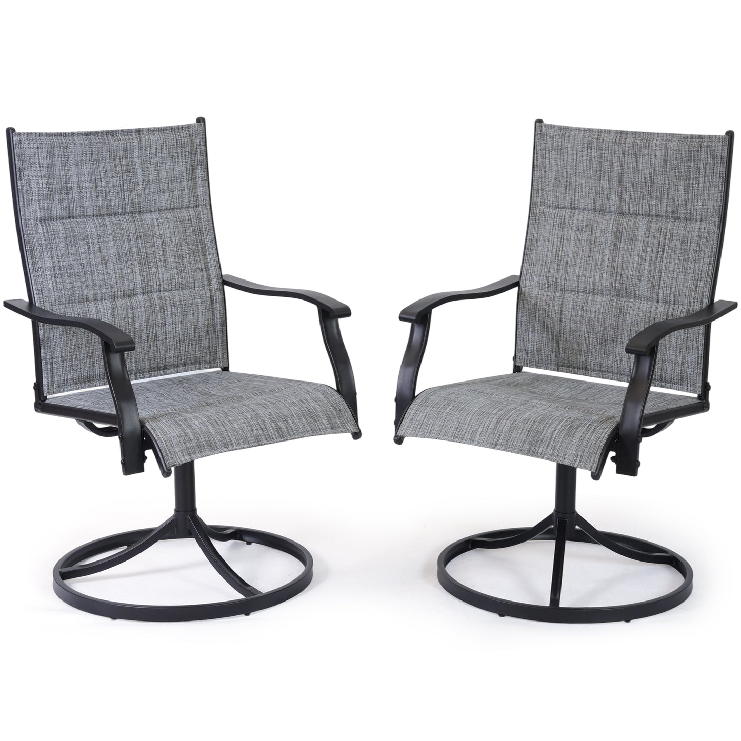 DELMANGO Patio Swivel Chairs Set of 2, Outdoor Dining Chairs High Back, All-Weather Textilene Swivel Rocker Chair for Lawn Porch Garden, Gray