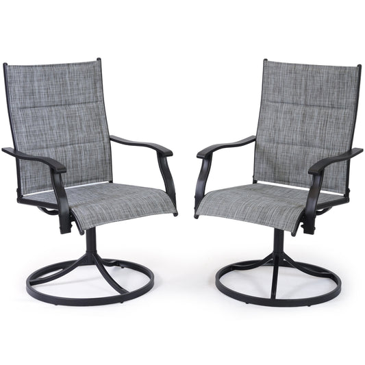 DELMANGO Patio Swivel Chairs Set of 2, Outdoor Dining Chairs High Back, All-Weather Textilene Swivel Rocker Chair for Lawn Porch Garden, Gray