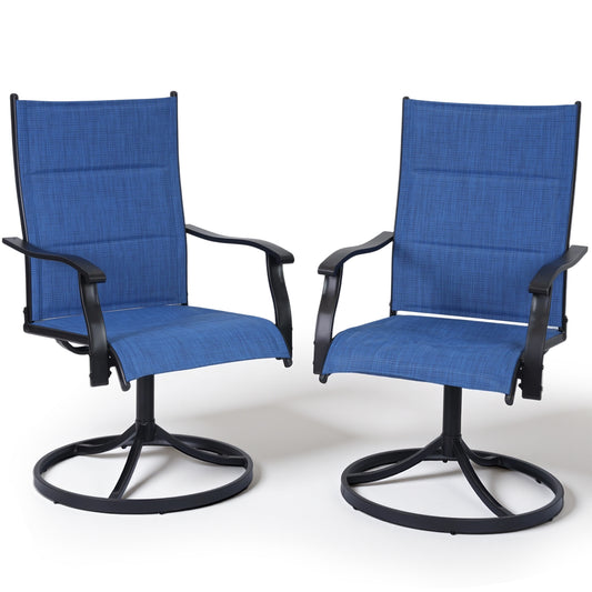 DELMANGO Patio Swivel Chairs Set of 2, Outdoor Dining Chairs High Back, All-Weather Textilene Swivel Rocker Chair for Lawn Porch Garden, Blue