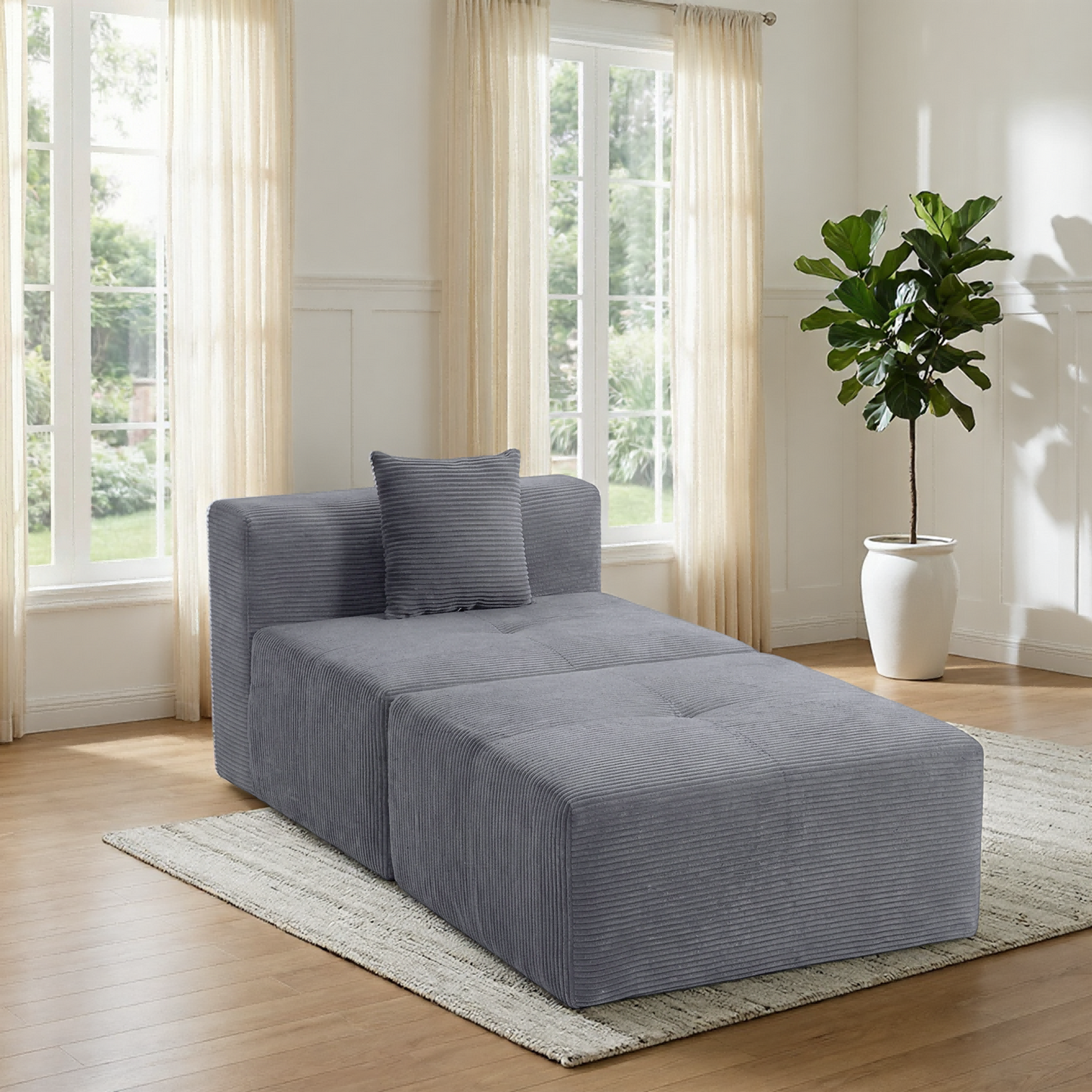 DELMANGO Cloud Sectional Sofa Bed, Sleeper Couch for Living Room, Extra Deep Loveseat, No Assembly,Grey