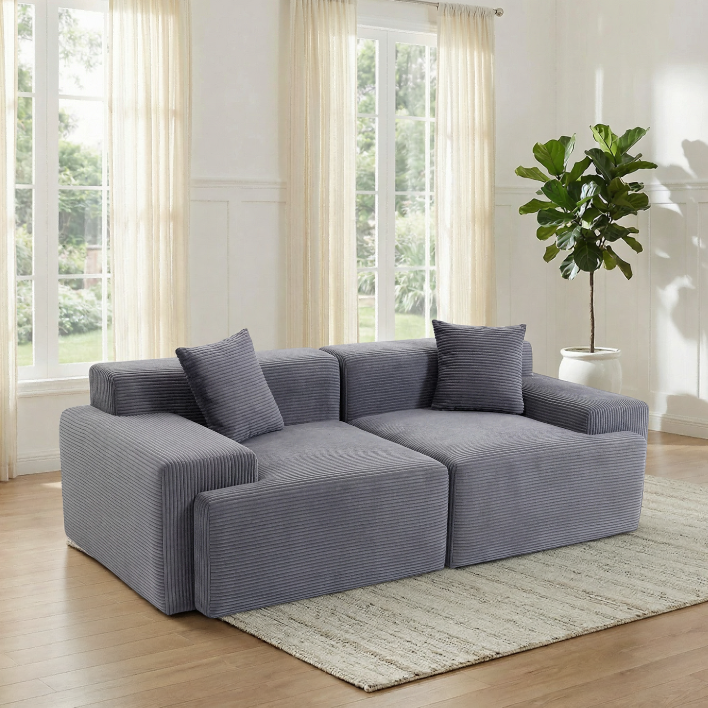 DELMANGO Cloud Sectional Couch 2 Seats, Extra Deep Loveseat for Living Room Gray