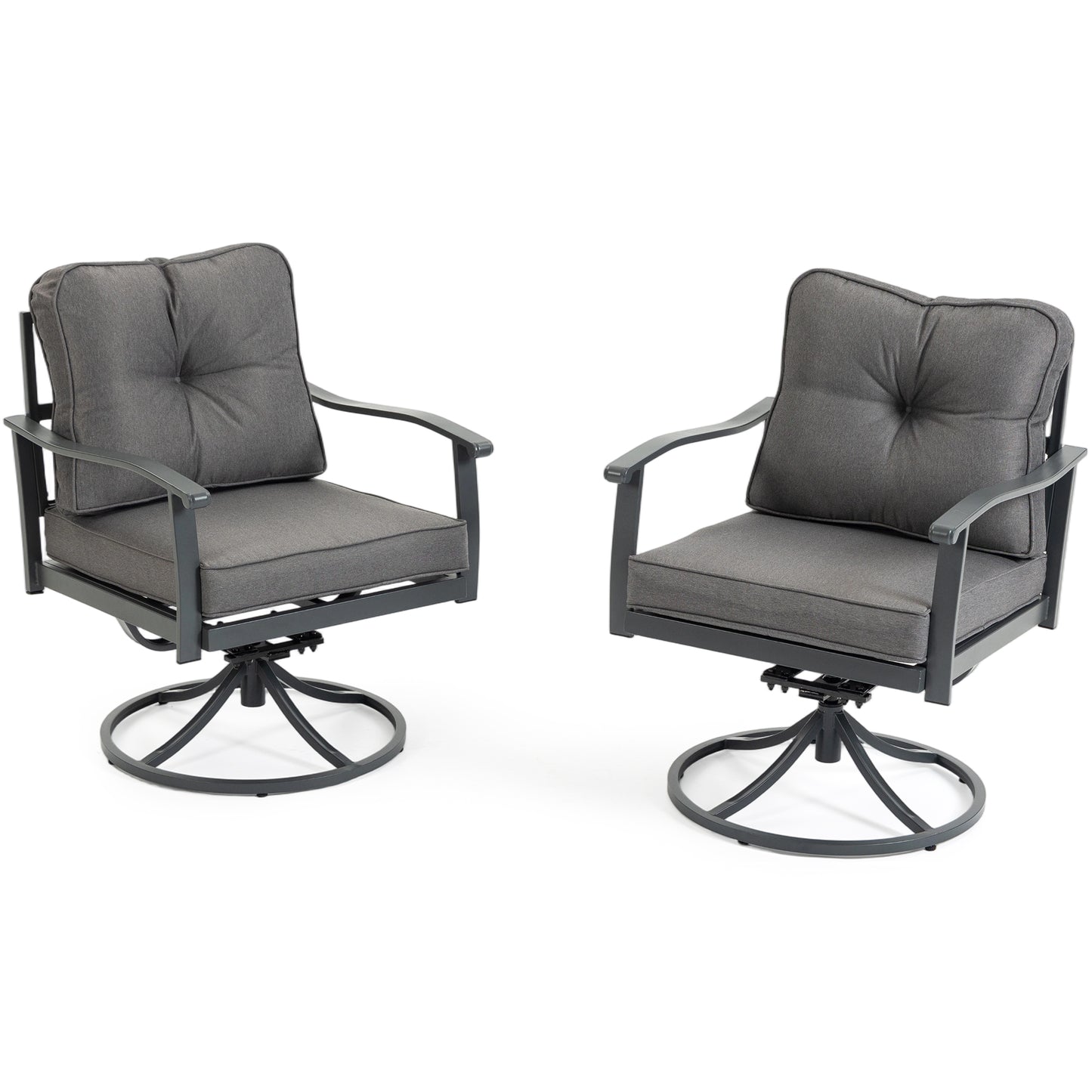 DELMANGO Patio Swivel Chair - 2 PCS Swivel Armchairs, Patio Seating with High Back Deep Seat for Porch Deck Balcony, Grey