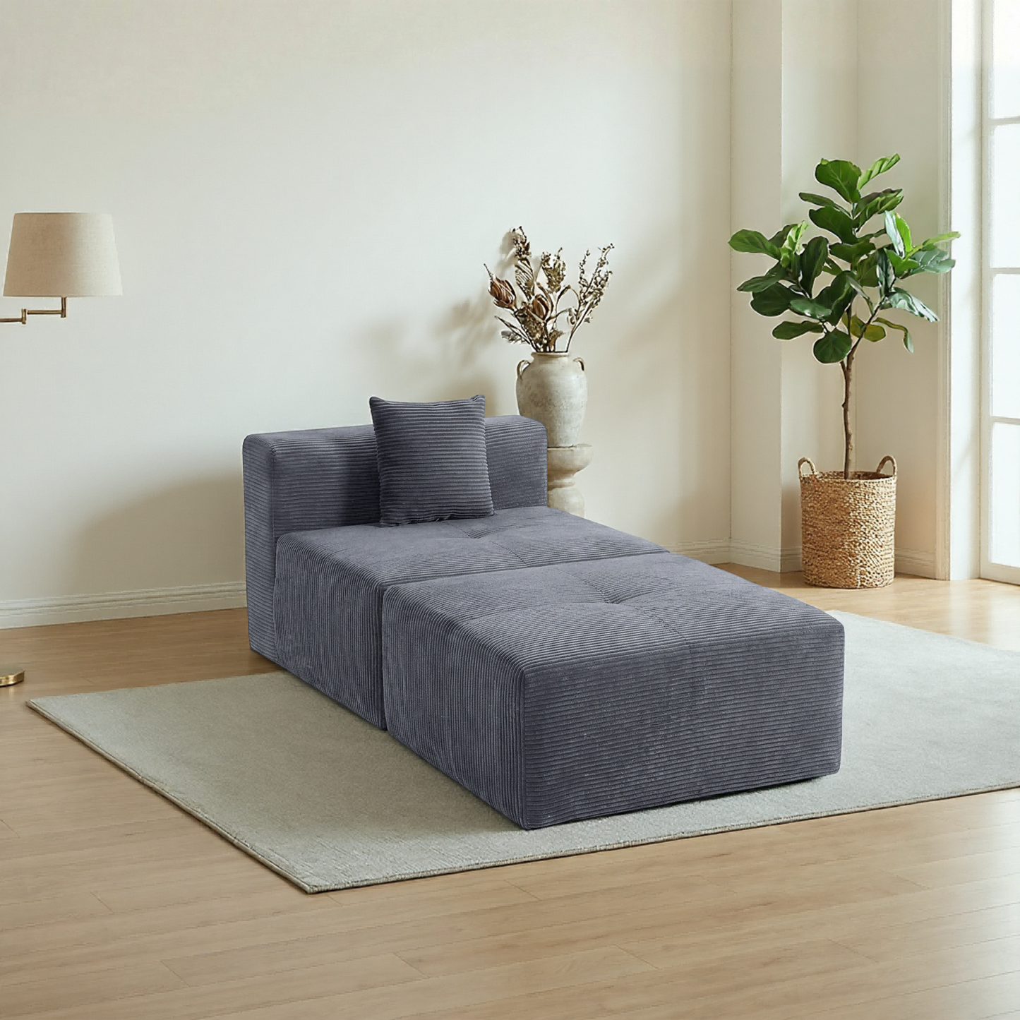 DELMANGO Cloud Sectional Sofa Bed, Sleeper Couch for Living Room, Extra Deep Loveseat, No Assembly,Grey