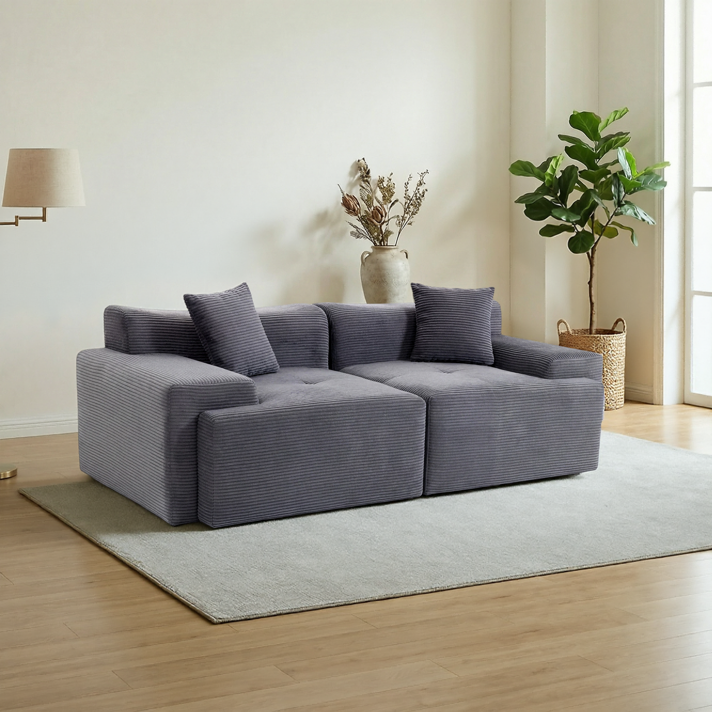 DELMANGO Cloud Sectional Couch 2 Seats, Extra Deep Loveseat for Living Room Gray
