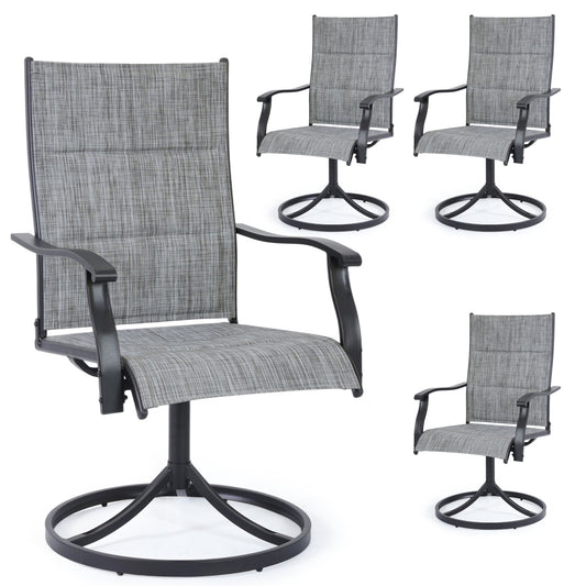 DELMANGO Patio Swivel Chairs Set of 4, Outdoor Dining Chairs High Back, All-Weather Textilene Swivel Rocker Chair for Lawn Porch Garden, Gray