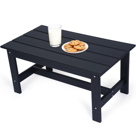 DELMANGO Outdoor HDPE Coffee Table Black