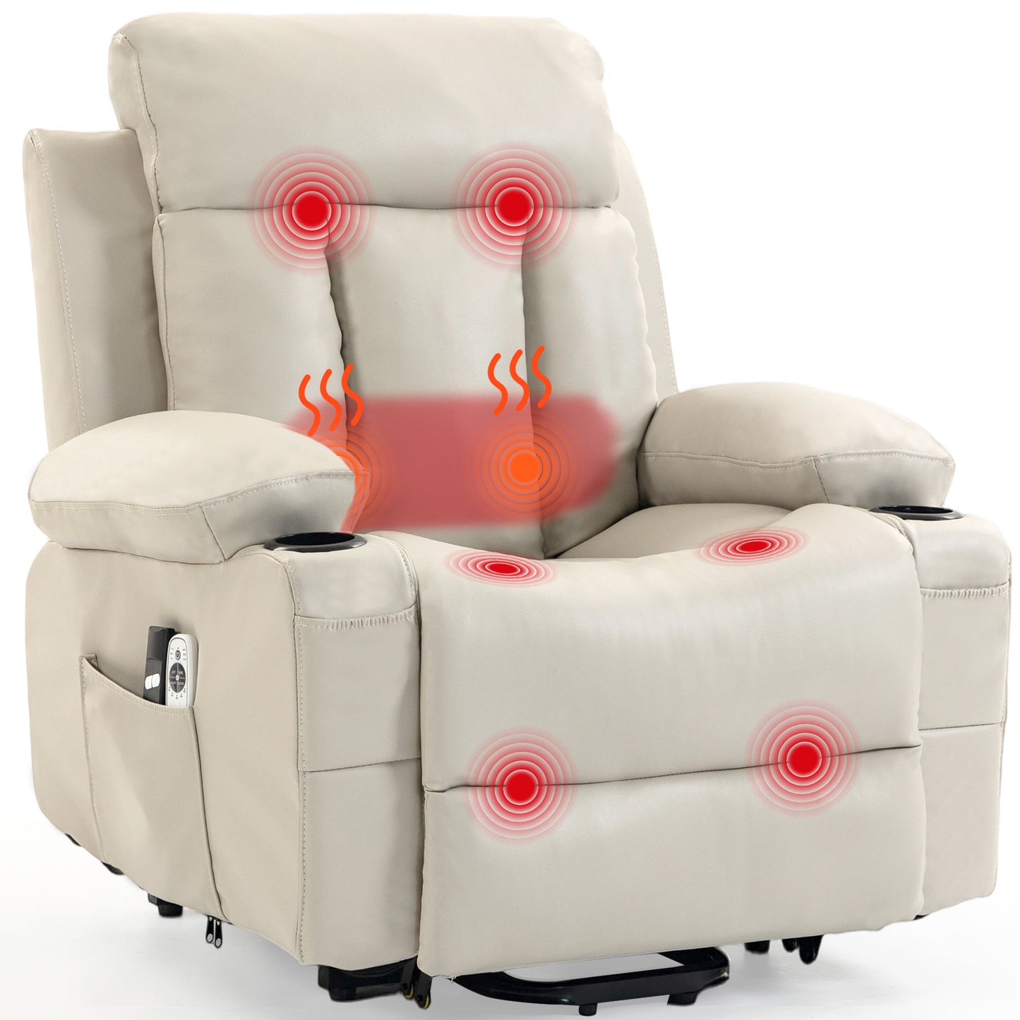 Delmango Faux Leather Recliner Chair with Push Back and Lumbar Support, Overstuffed Living Room Reclining Sofa, Beige