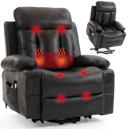 Delmango Faux Leather Recliner Chair with Push Back and Lumbar Support, Overstuffed Living Room Reclining Sofa, Brown