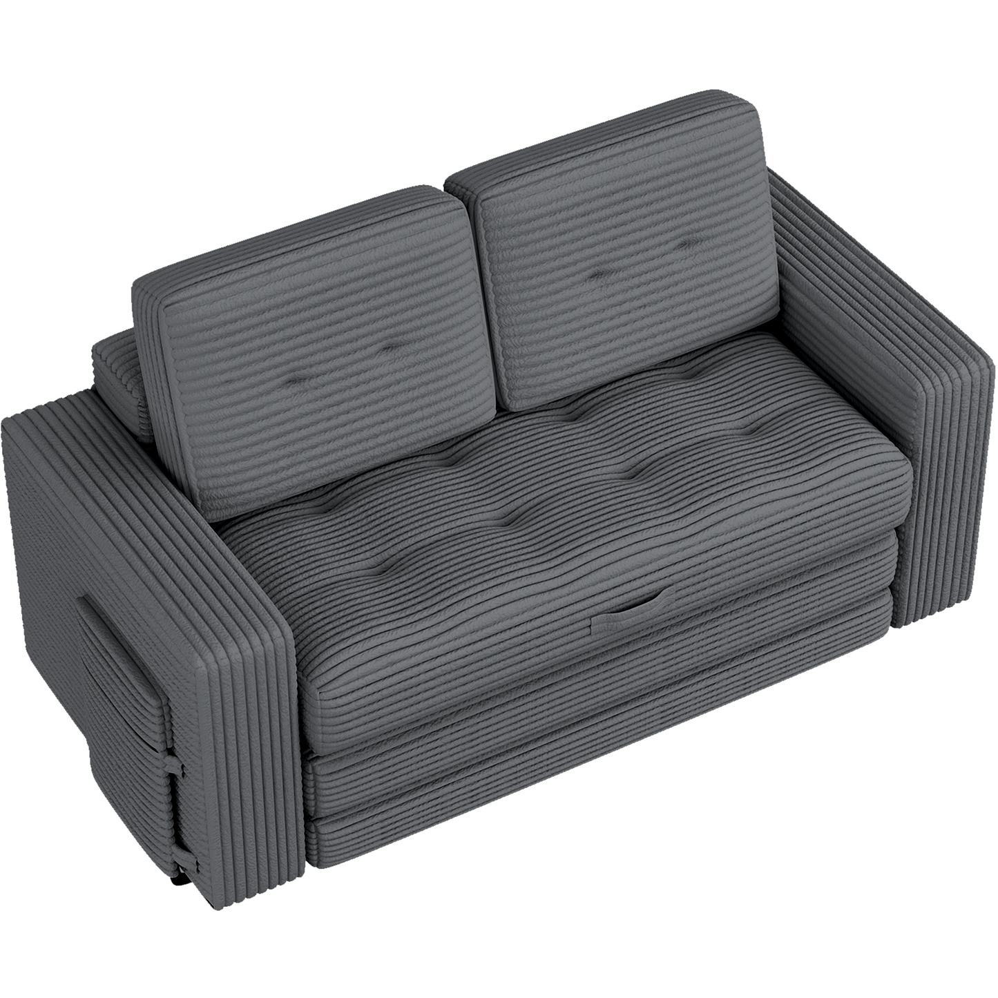DELMANGO Convertible Loveseat Sleeper Sofa, Boneless Pull-Out Folding Couch Bed with Pillows for Living Room & Bedroom, Grey