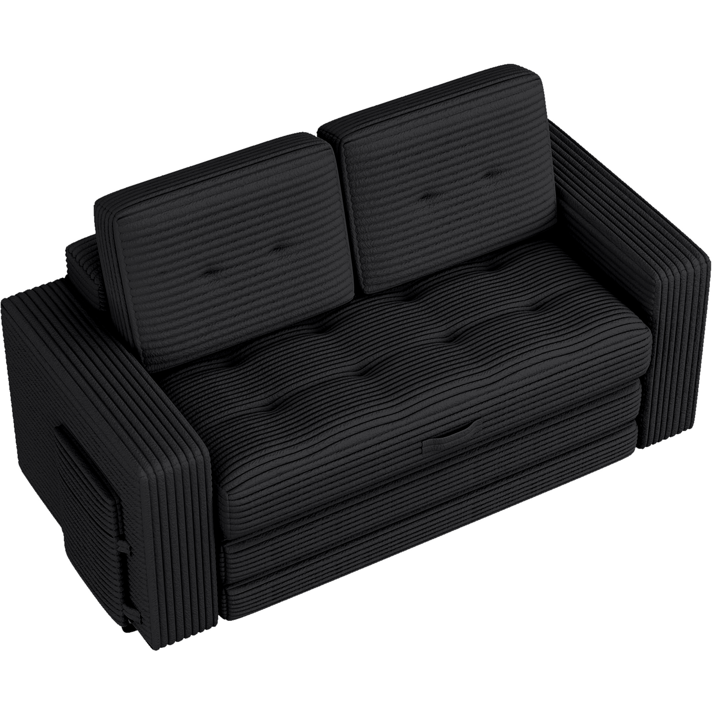 DELMANGO Convertible Loveseat Sleeper Sofa, Boneless Pull-Out Folding Couch Bed with Pillows for Living Room & Bedroom, Black