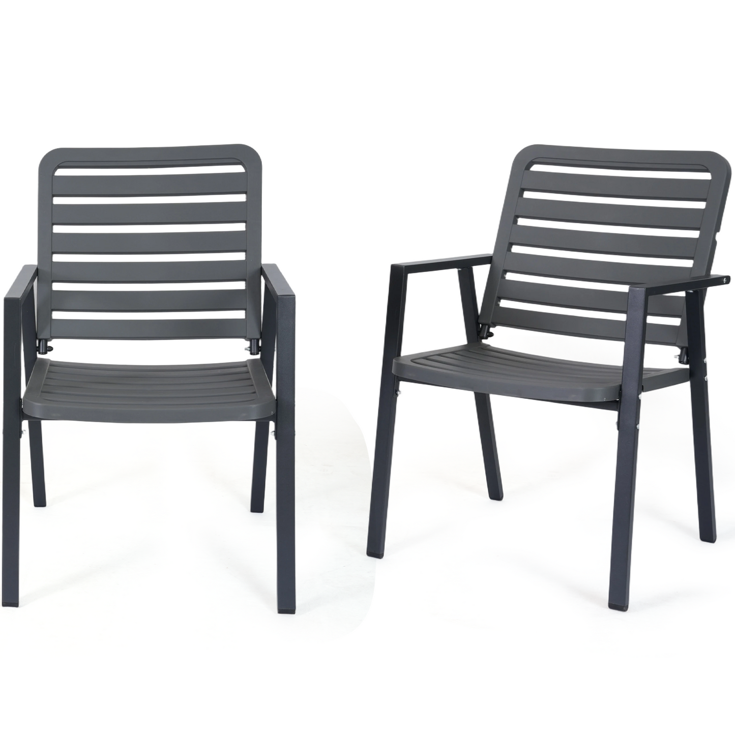 DELMANGO Outdoor Dining Chairs Set of 2, All-Weather PP-Patio Chairs, Metal Frame Outdoor Chairs, Waterproof Restaurant Chairs for Front Porch, Balcony Chairs for Backyard Garden, Grey