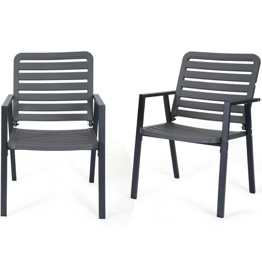 DELMANGO Outdoor Dining Chairs Set of 2, All-Weather PP-Patio Chairs, Metal Frame Outdoor Chairs, Waterproof Restaurant Chairs for Front Porch, Balcony Chairs for Backyard Garden, Grey