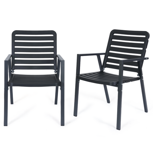 DELMANGO Outdoor Dining Chairs Set of 2, All-Weather PP-Patio Chairs, Metal Frame Outdoor Chairs, Waterproof Restaurant Chairs for Front Porch, Balcony Chairs for Backyard Garden, Grey (Copy)