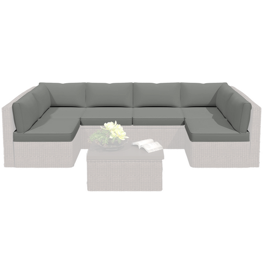 DELMANGO Outdoor Replacement Cushions 14-Piece Deep Seat Water-Resistant Patio Furniture Cushions for 6-Seat Sectional Rattan Sets, Grey