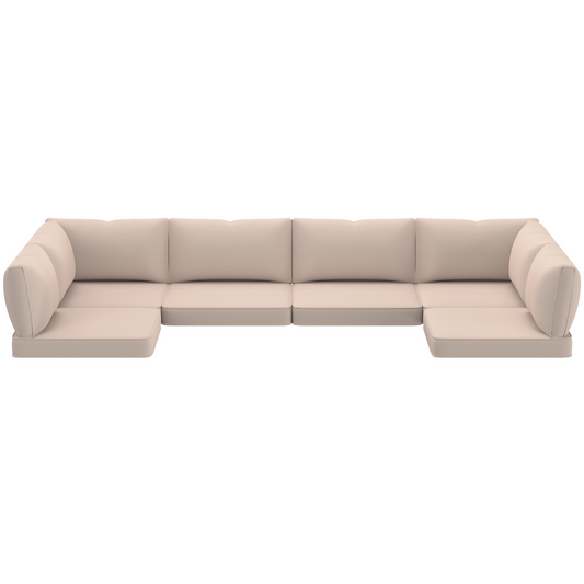 DELMANGO Outdoor Replacement Cushions 14-Piece Deep Seat Water-Resistant Patio Furniture Cushions for 6-Seat Sectional Rattan Sets, Beige