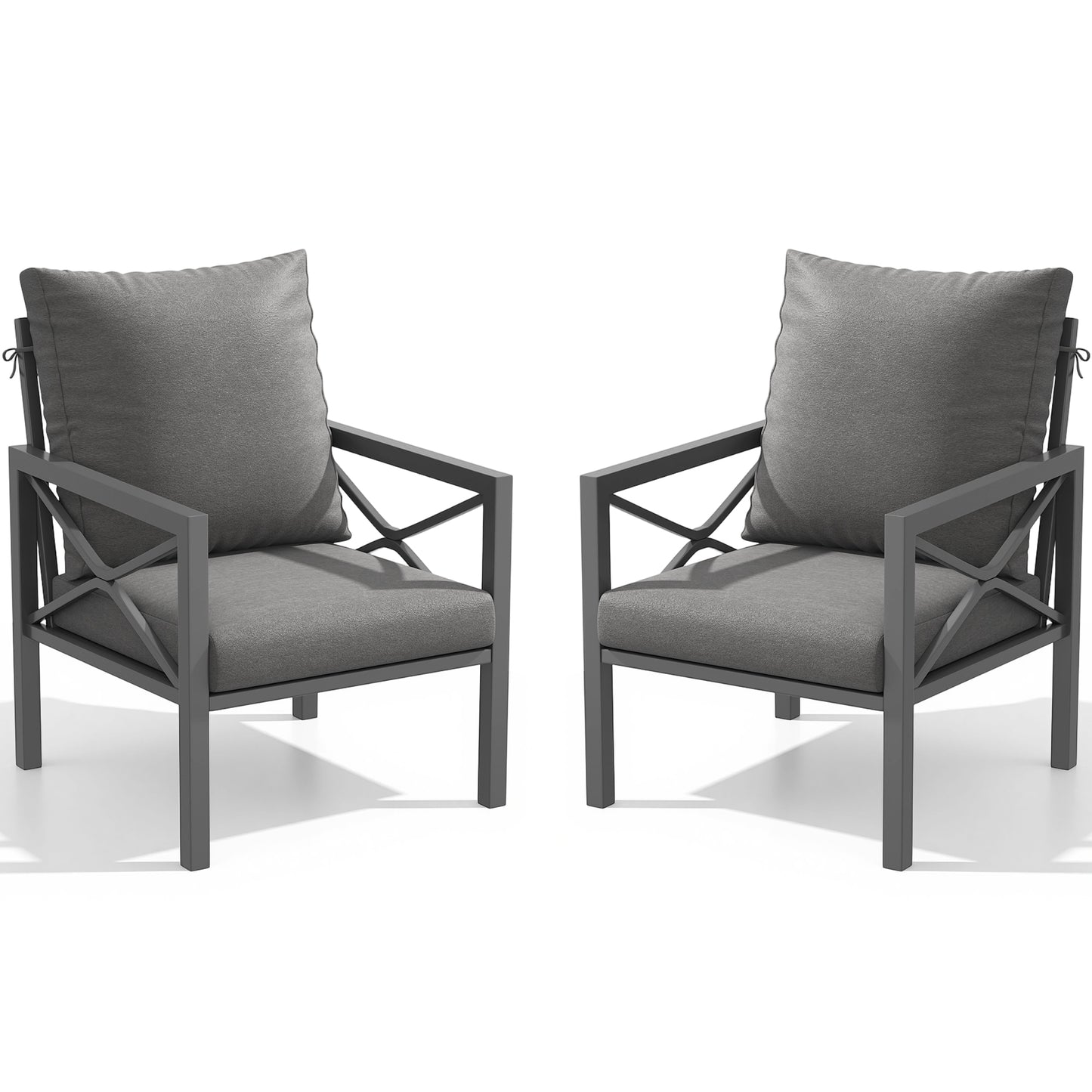 DELMANGO 2 Pieces Outdoor Furniture Patio Chairs, All Weather Patio Dining Chairs, Outdoor Bistro Armchairs with Cushions, for Conversation, Porch, Deck, Balcony, Grey