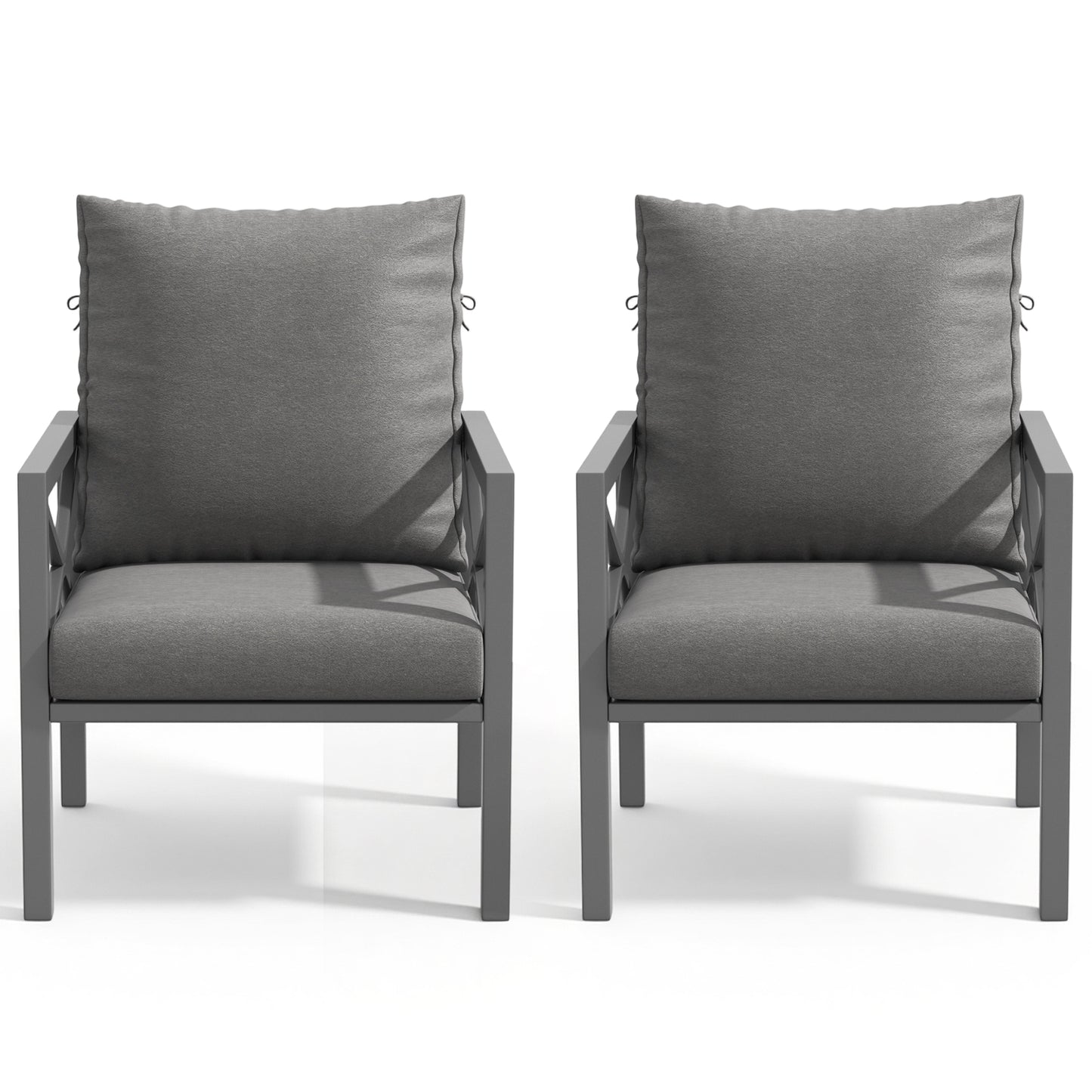 DELMANGO 2 Pieces Outdoor Furniture Patio Chairs, All Weather Patio Dining Chairs, Outdoor Bistro Armchairs with Cushions, for Conversation, Porch, Deck, Balcony, Grey