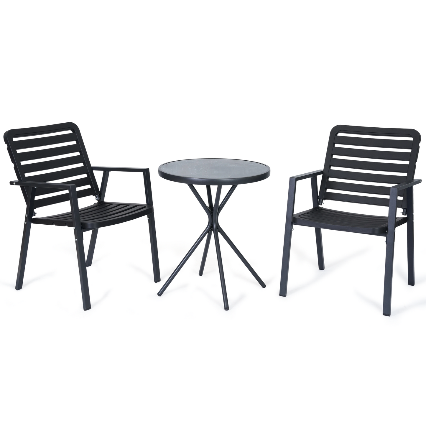 DELMANGO 3 Pieces Bistro Table and Chairs, Waterproof Patio Furniture Set, All-Weather Outdoor Table and Chairs, Balcony Furniture for Porch, Yard, Garden, Black