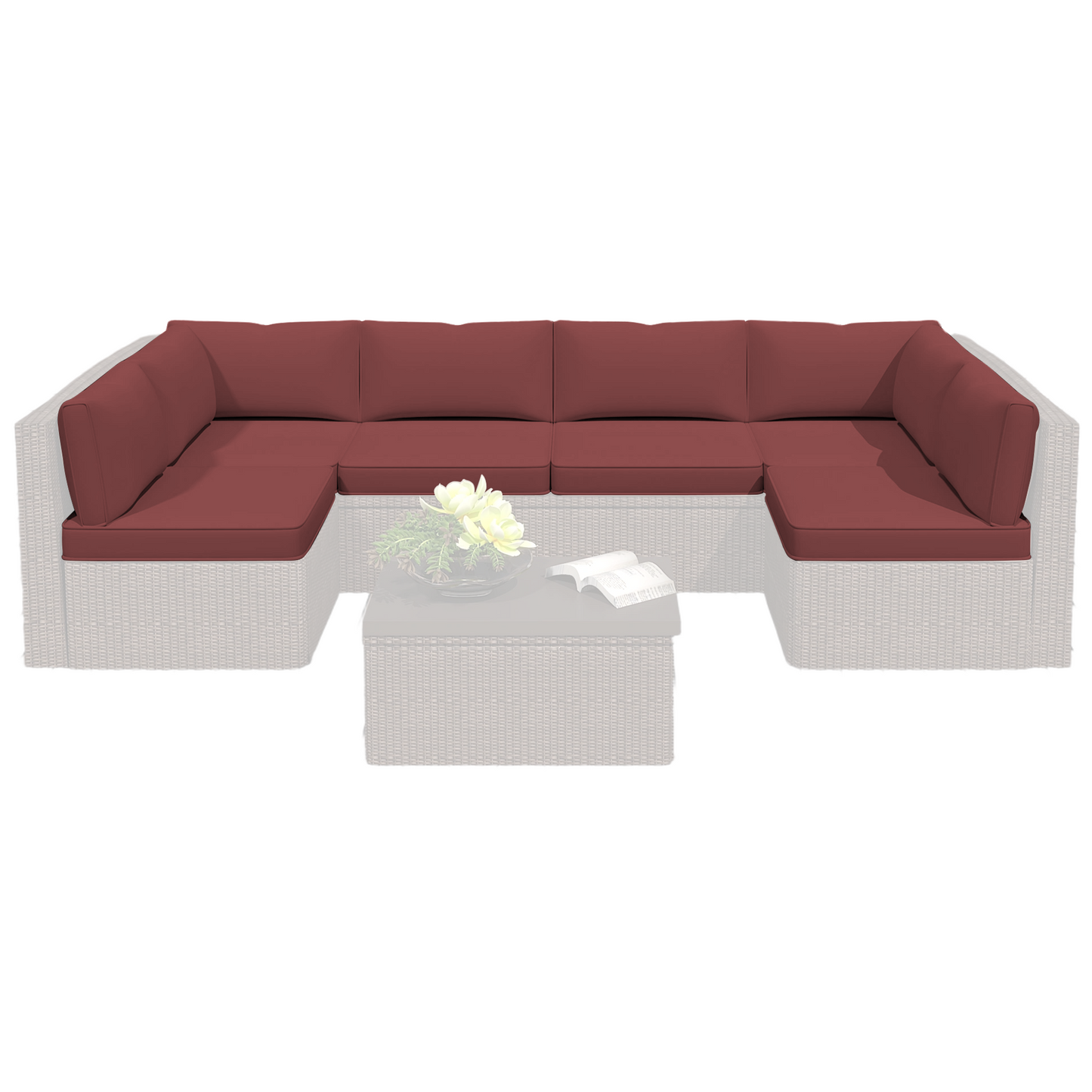 DELMANGO Outdoor Replacement Cushions 14-Piece Deep Seat Water-Resistant Patio Furniture Cushions for 6-Seat Sectional Rattan Sets, Red
