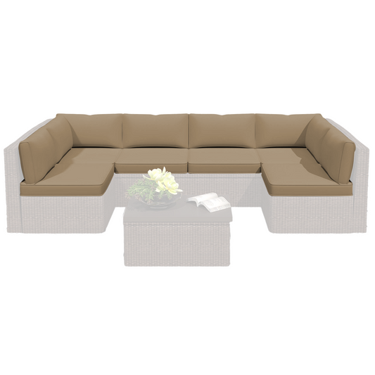 DELMANGO Outdoor Replacement Cushions 14-Piece Deep Seat Water-Resistant Patio Furniture Cushions for 6-Seat Sectional Rattan Sets, Brown