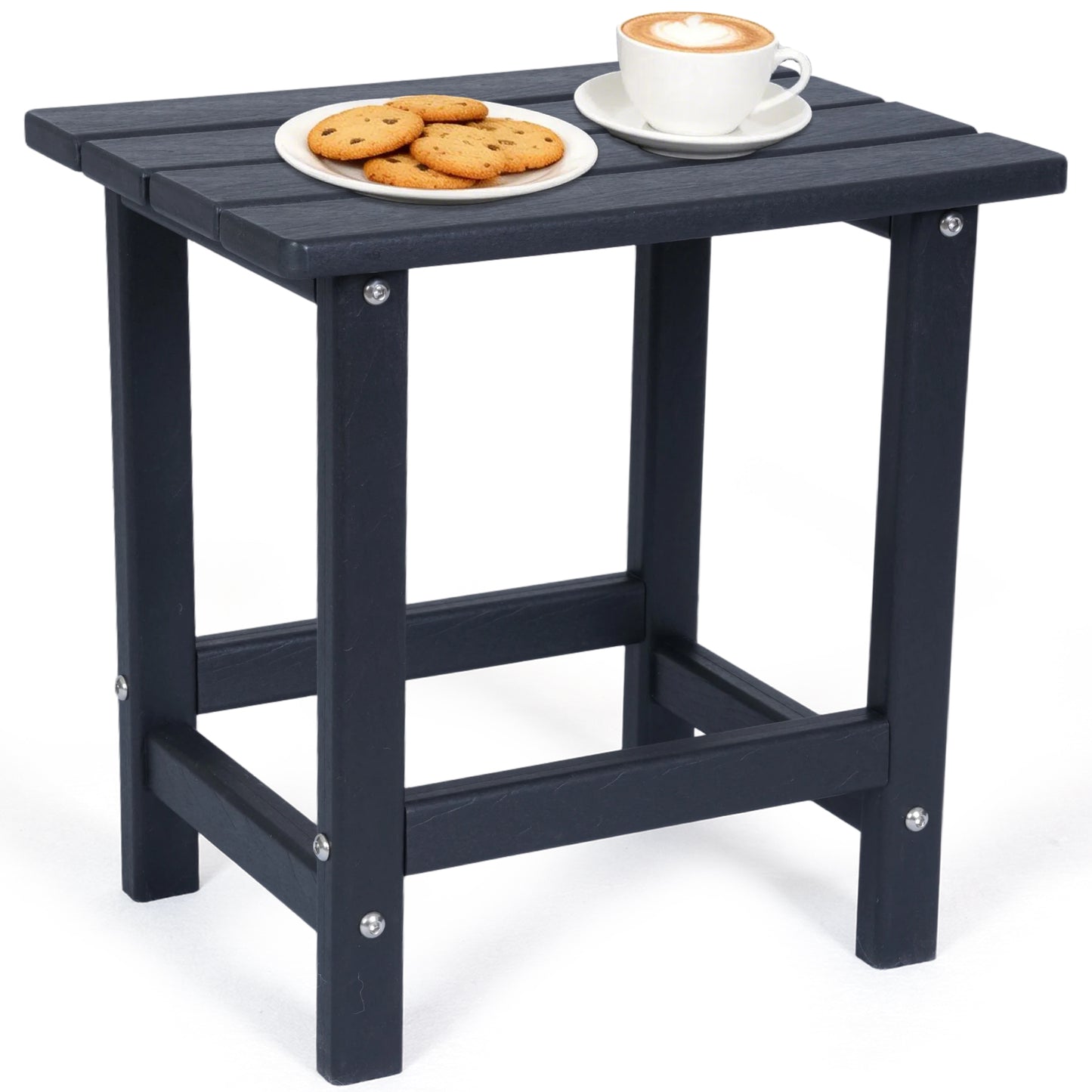 DELMANGO HDPE Outdoor Side Table - All Weather Performance Patio Side Table, Waterproof Small Outdoor End Table for Patio, Garden, Lawn, Pool, Balcony, Living Room Black
