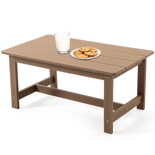 DELMANGO Outdoor HDPE Coffee Table Brown