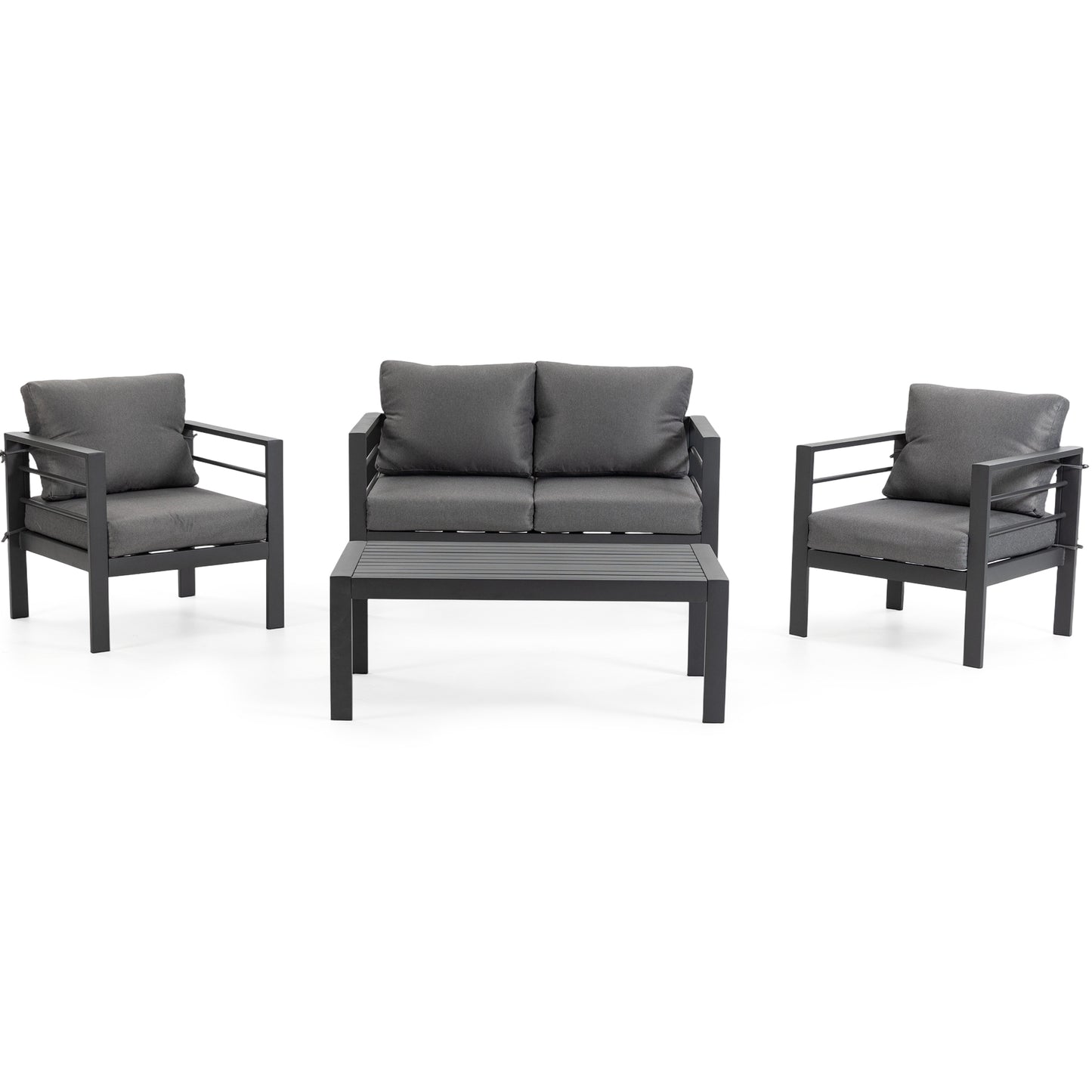 DELMANGO 2 Pieces Outdoor Patio Chairs Set with Removable Washable Cushions, Wide Armrests & All-Weather Metal Frame for Garden, Balcony, Backyard - Grey