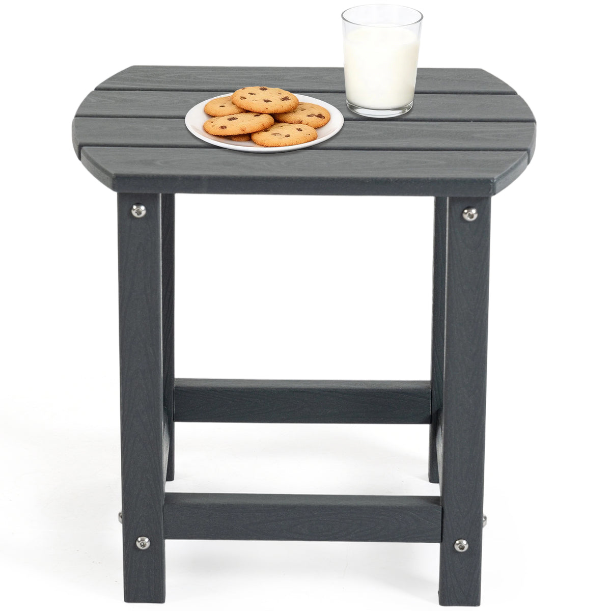 DELMANGO HDPE Outdoor Side Table - All Weather Performance Patio Side Table, Waterproof Small Outdoor End Table for Patio, Garden, Lawn, Pool, Balcony, Living Room Gray