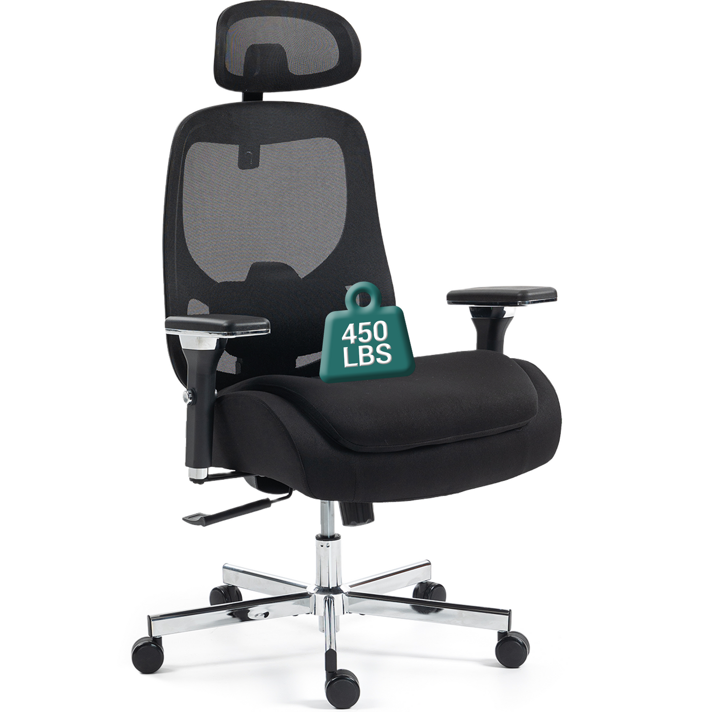 DELMANGO Ergonomic Mesh Office Chair, Comfortable Big and Tall Executive Desk Chair with 4D Adjustable Arms, 2D Lumbar Support & Headrest, Black