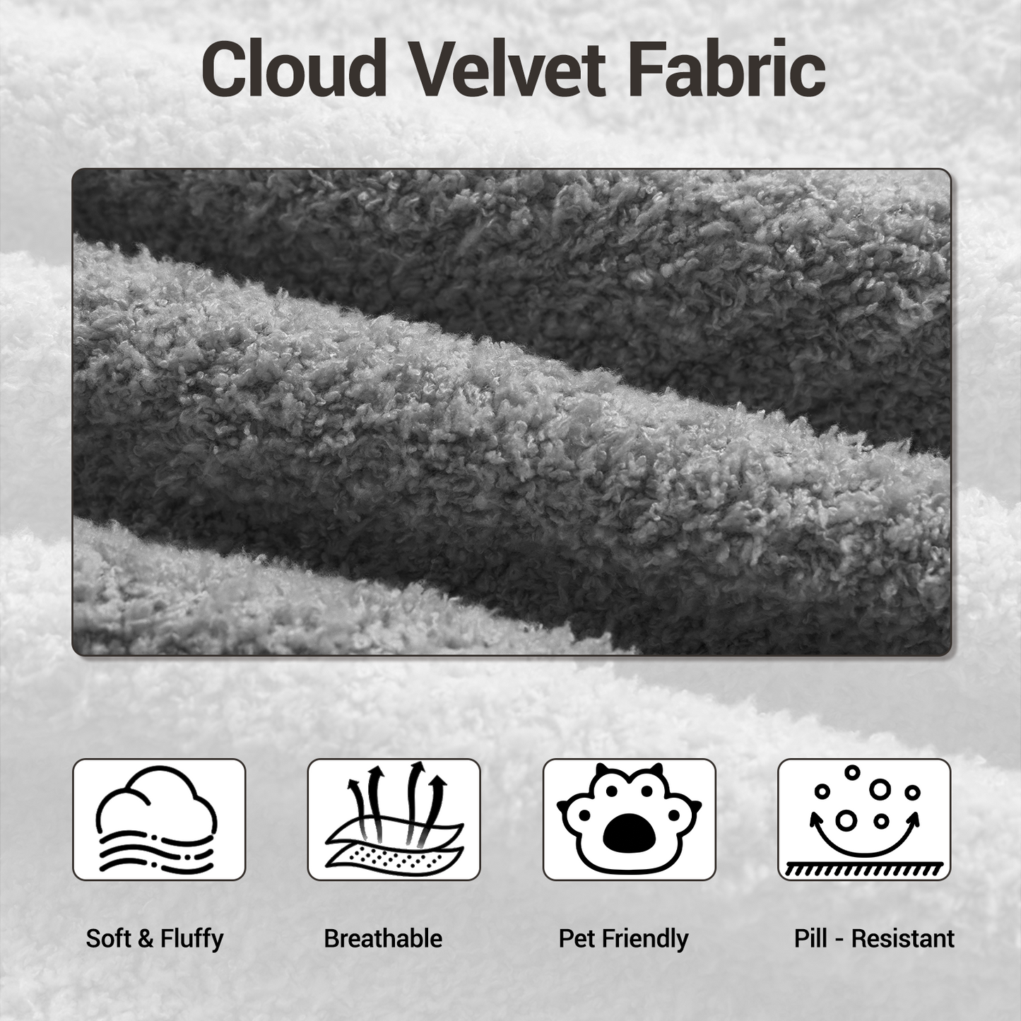 DELMANGO 113 Inch Modular L-Shape Cloud Velvet Sectional Couch, Boneless Convertible Sofa Set with Ottoman, No Assembly, Grey