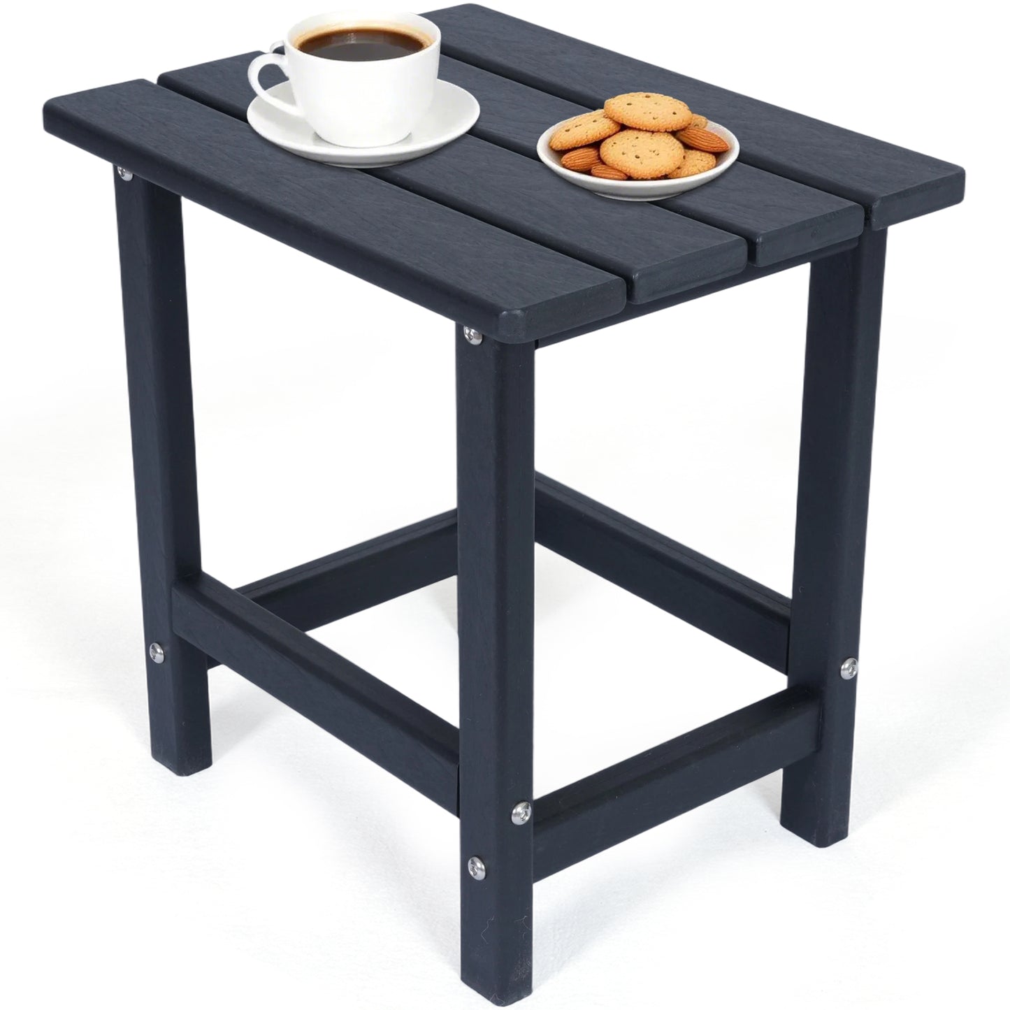 DELMANGO HDPE Outdoor Side Table - All Weather Performance Patio Side Table, Waterproof Small Outdoor End Table for Patio, Garden, Lawn, Pool, Balcony, Living Room Black