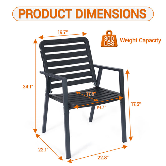 DELMANGO Outdoor Dining Chairs Set of 2, All-Weather PP-Patio Chairs, Metal Frame Outdoor Chairs, Waterproof Restaurant Chairs for Front Porch, Balcony Chairs for Backyard Garden, Grey (Copy)