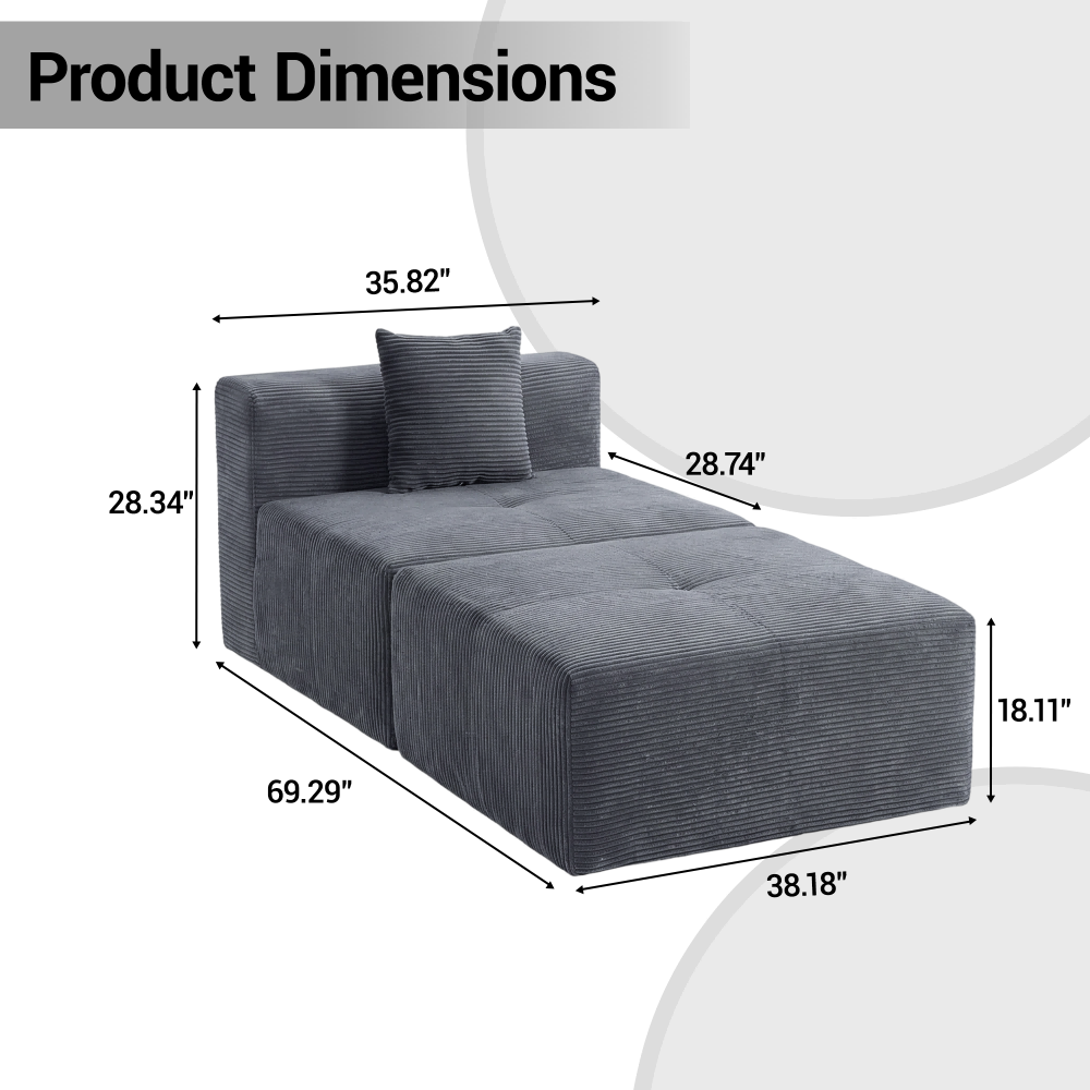 DELMANGO Cloud Sectional Sofa Bed, Sleeper Couch for Living Room, Extra Deep Loveseat, No Assembly,Grey