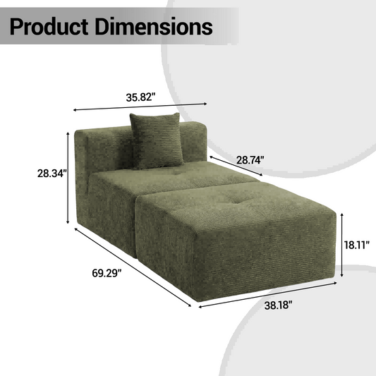 DELMANGO Cloud Sectional Sofa Bed, Sleeper Couch for Living Room, Extra Deep Loveseat, No Assembly,Green