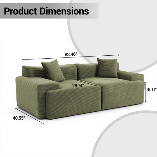 DELMANGO Cloud Sectional Couch 2 Seats, Extra Deep Loveseat for Living Room Green